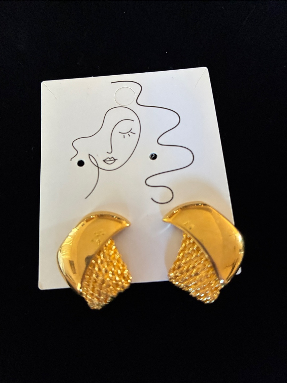 Monet Gold Tone Sculpted Mesh Clip-On Earrings
